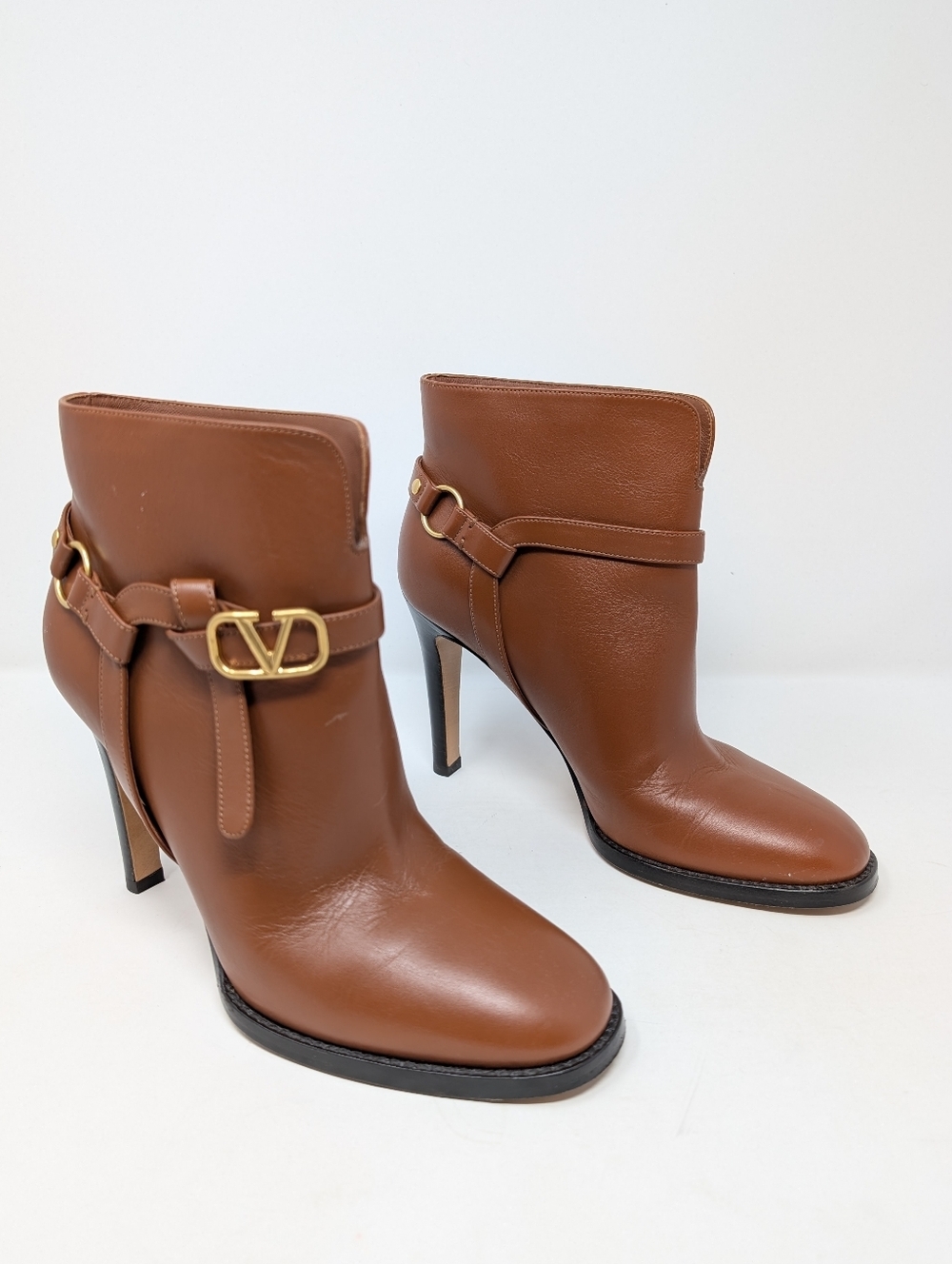 Valentino Garavani VLogo Brown Ankle Boots booties Size 37 - Picture 2 of 12